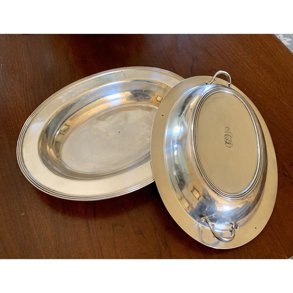Windsor WM Rogers 11.34” Silver Plate Serving Platter With Lid 3712 Monogram AD